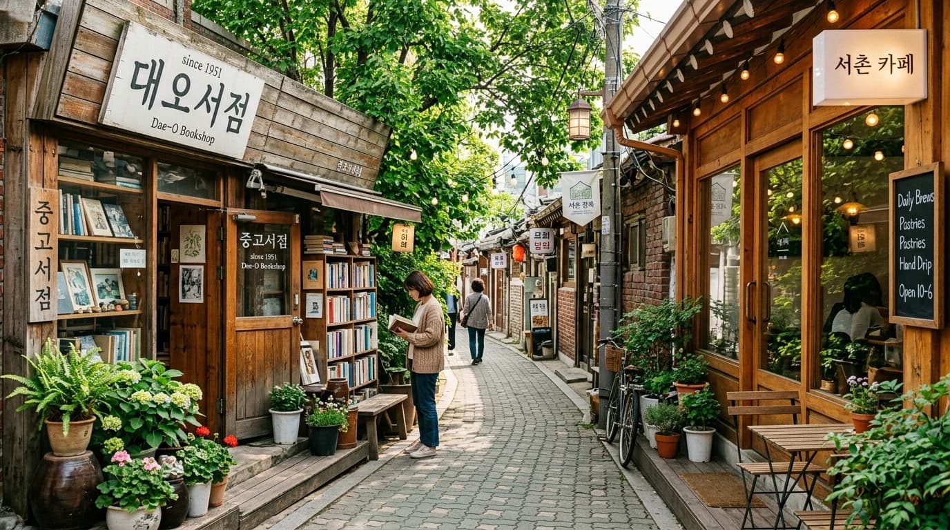 서촌의 감성 카페와 골목 소품샵이 이어지는 생활형 산책 분위기