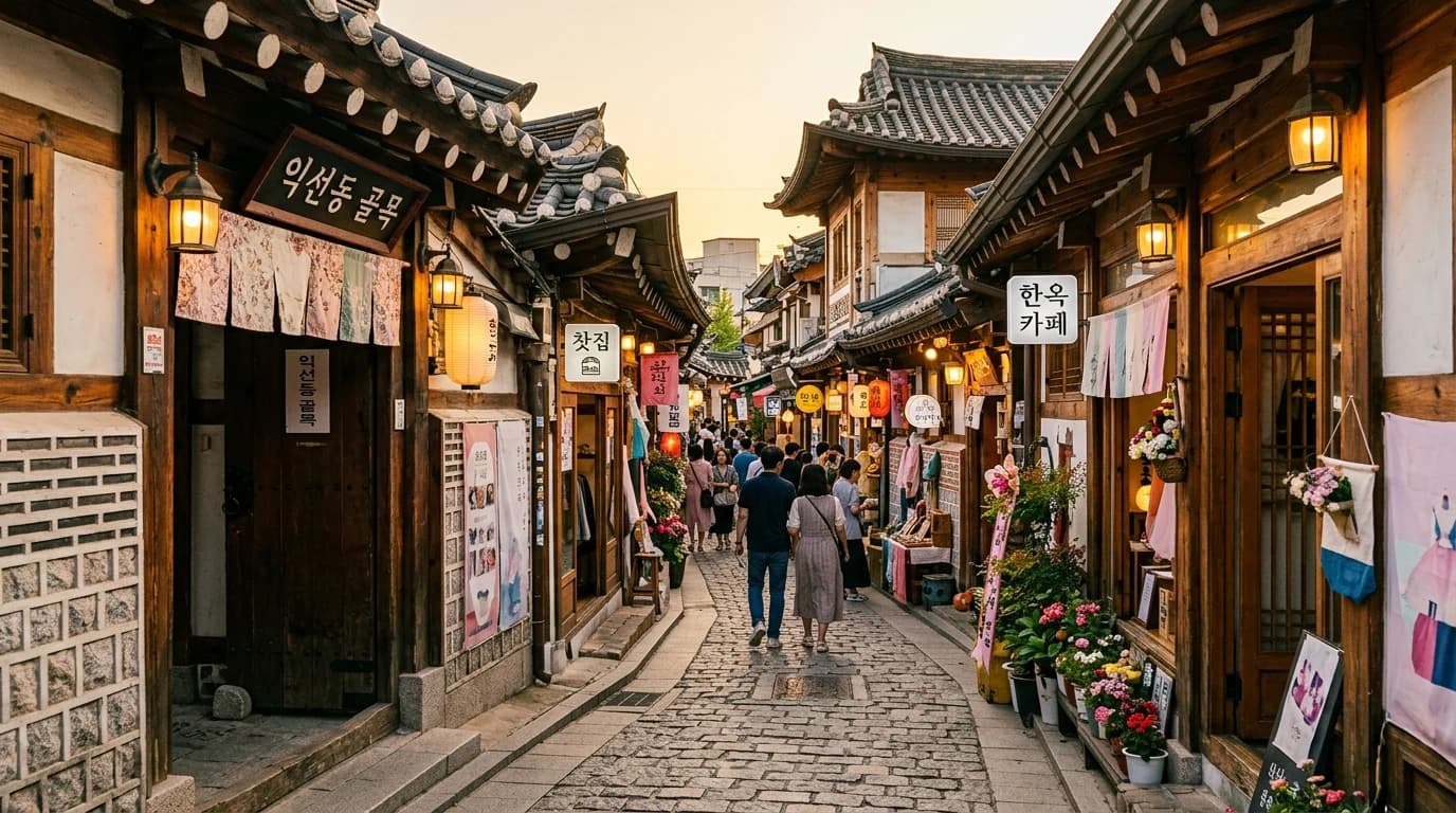 종로3가역 쪽에서 익선동 한옥 골목으로 들어가는 첫 진입 구간