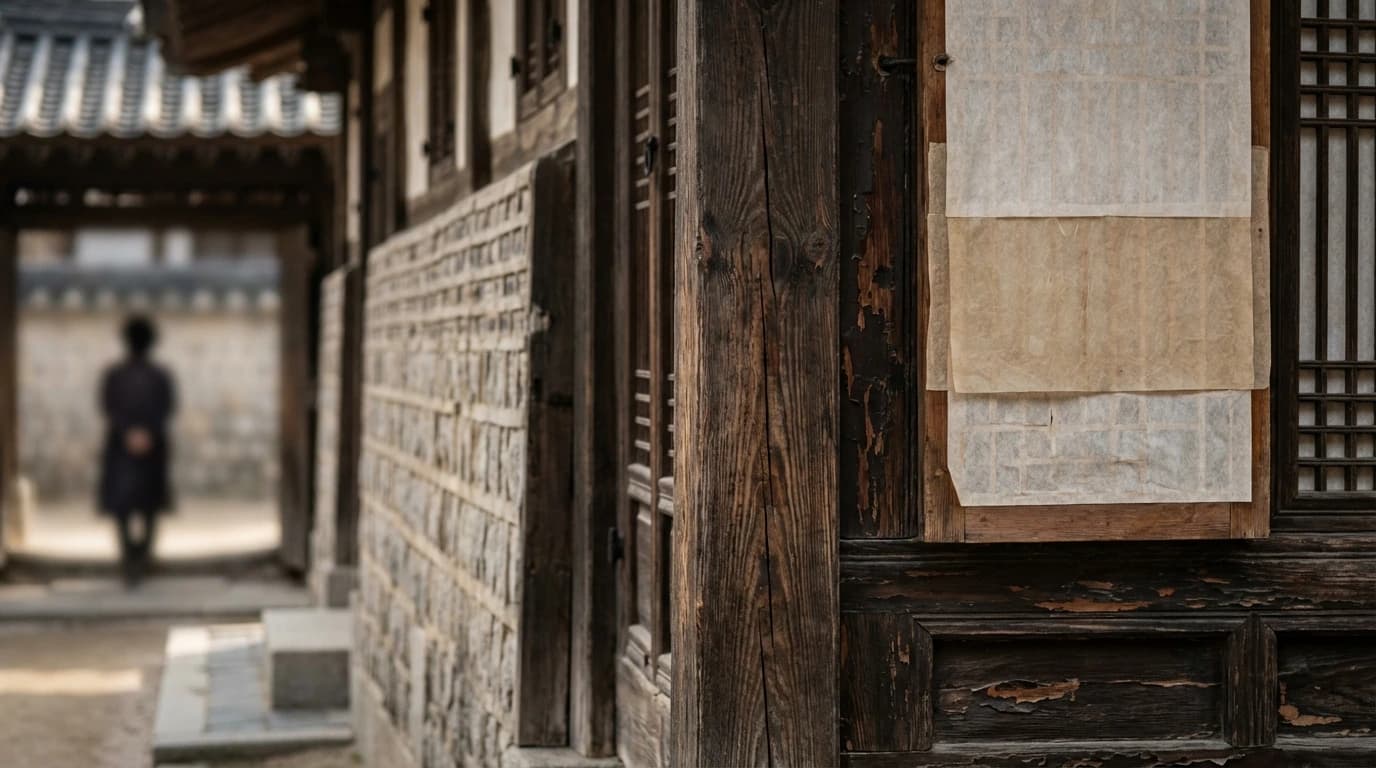 인사동 전통 한옥의 목재와 한지 질감이 살아 있는 서울 감성 사진 명소 장면