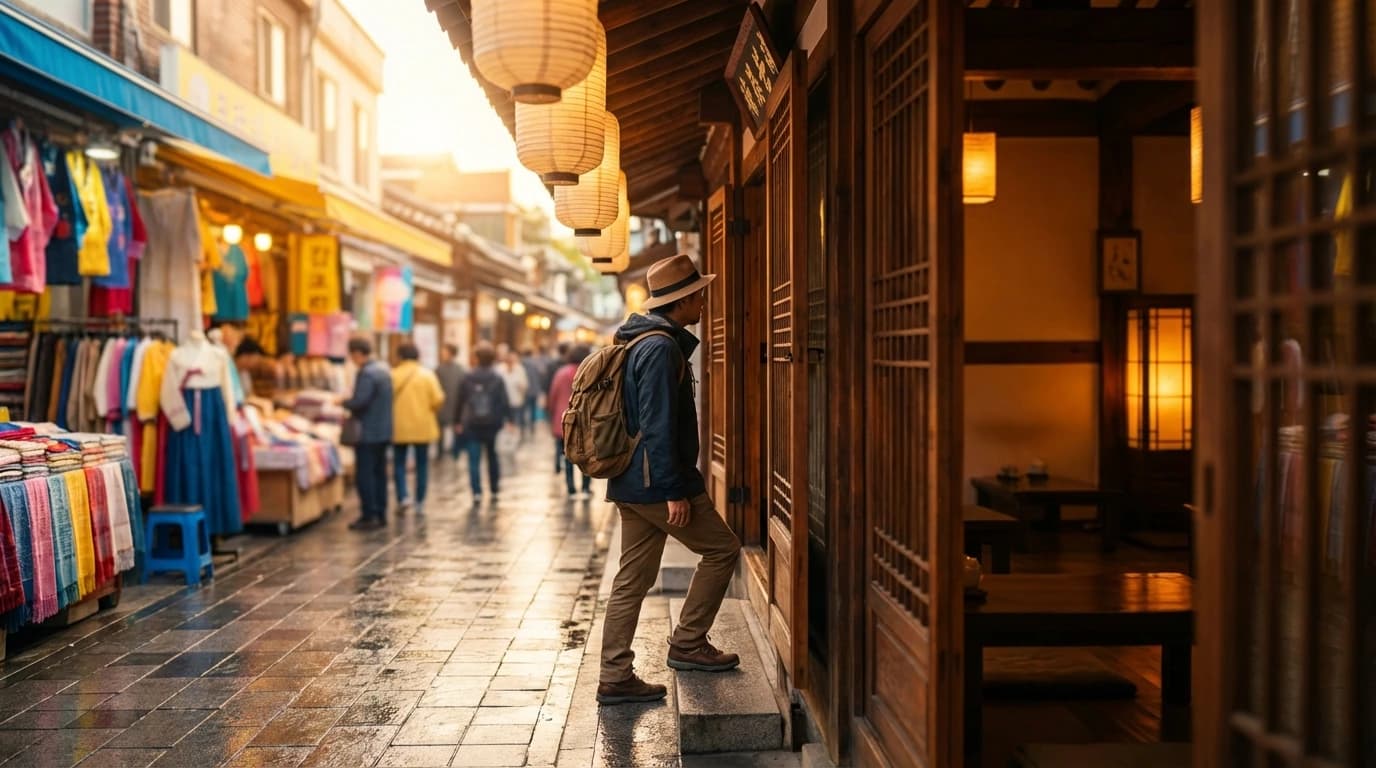 공예 거리 산책 뒤 들어가기 좋은 인사동 전통 찻집 입구와 서울 여행 코스 분위기