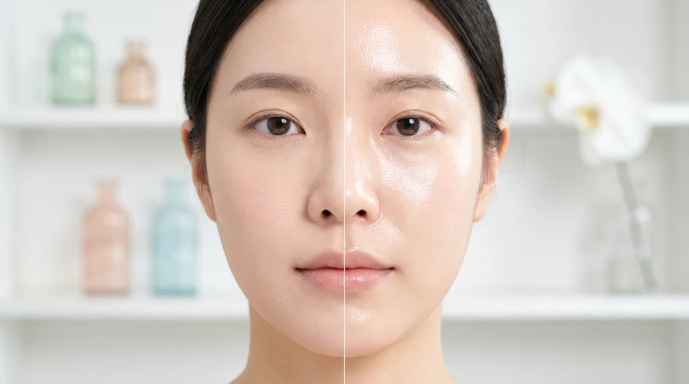 피부 타입별 수분광과 유분광 차이를 나란히 정리한 베이스 체크리스트