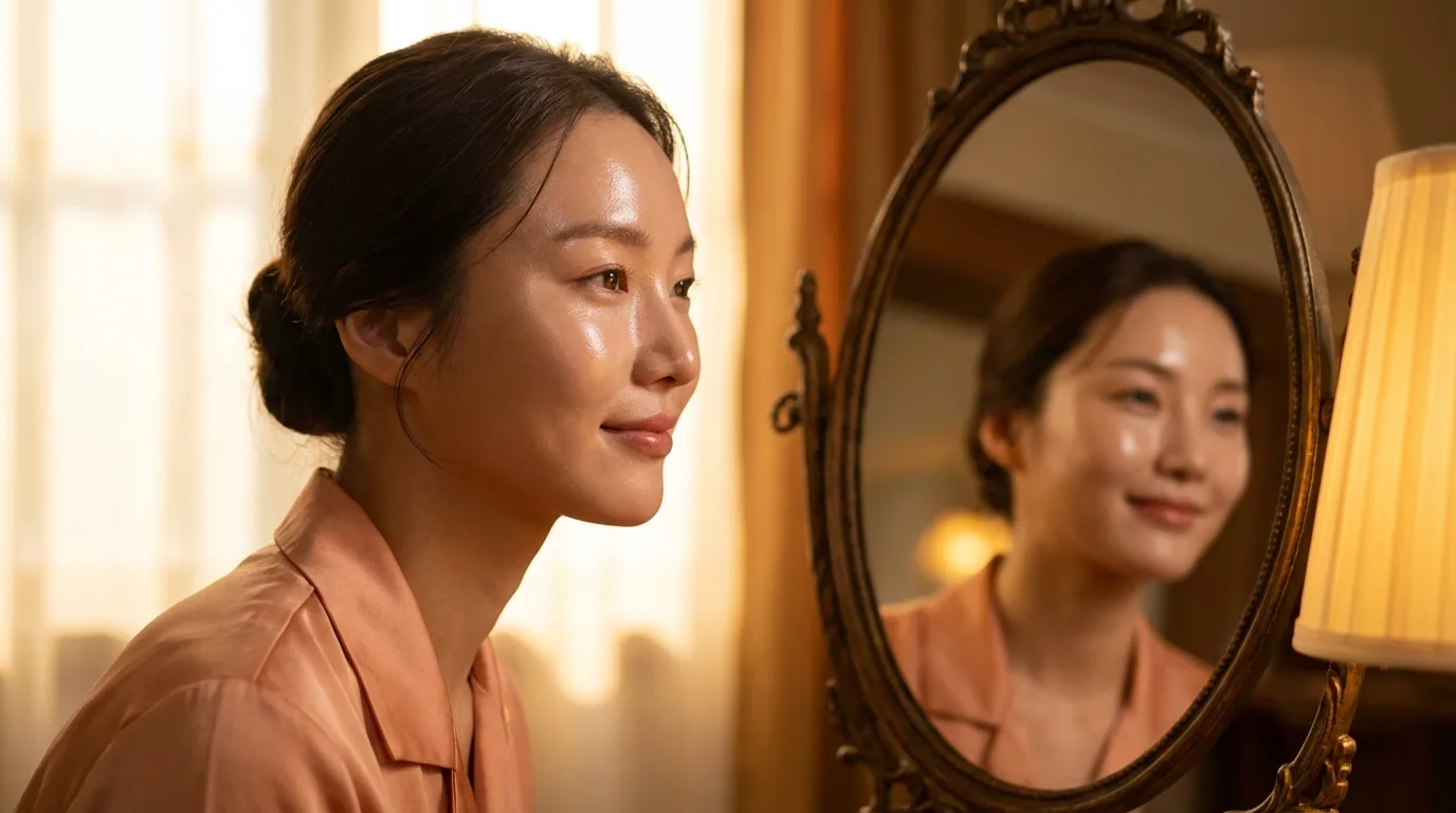 볼은 은은하게 빛나고 T존은 정돈된 광채 피부 표현 균형