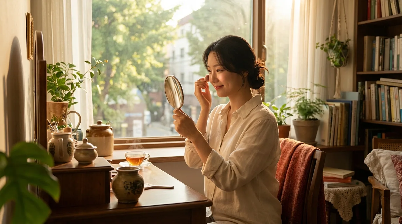 Korean base makeup staying smooth and balanced later in the day