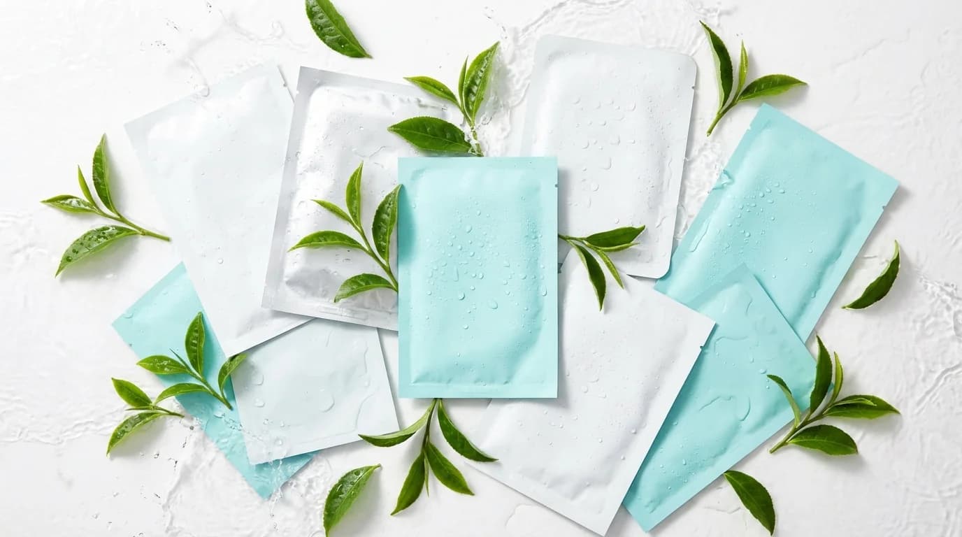 한국 마스크팩 선택 가이드, 수분과 진정 마스크팩 차이를 보여주는 시트팩 비교 장면