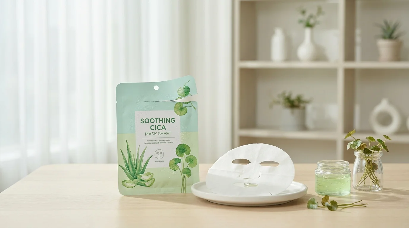 Soothing Korean mask sheet for sensitive skin with cica ingredients