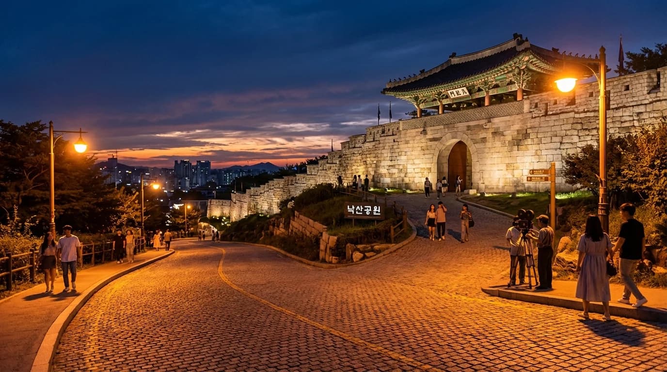 혜화역 쪽 진입부에서 시작하는 낙산공원 성곽길 야경 입구