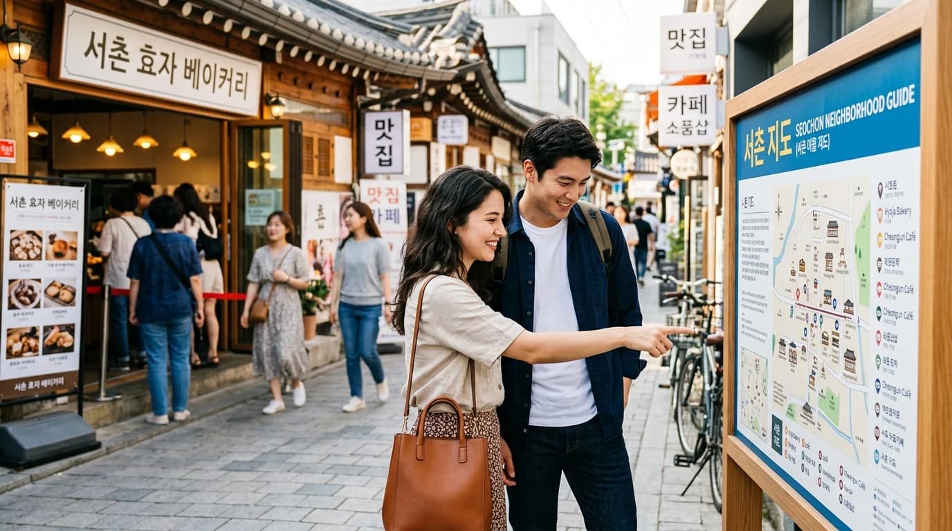 서촌 골목 지도를 따라 첫 방문 동선을 잡는 데이트 코스 추천 장면
