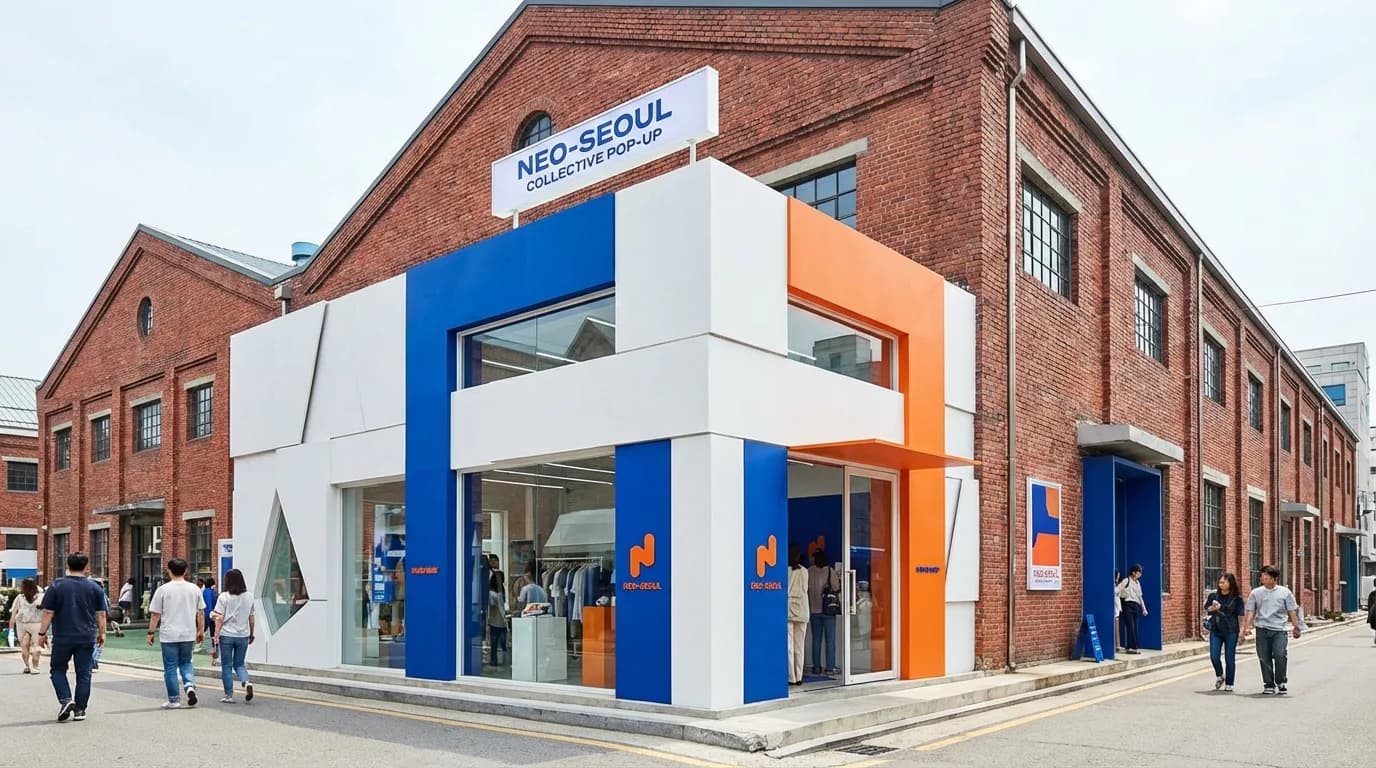 성수동 팝업 스토어 거리에서 브랜드 공간과 외관이 이어지는 주말 장면