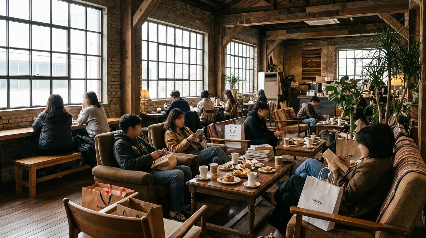 Seongsu cafe interior that works as a rest stop during a pop-up store walking route