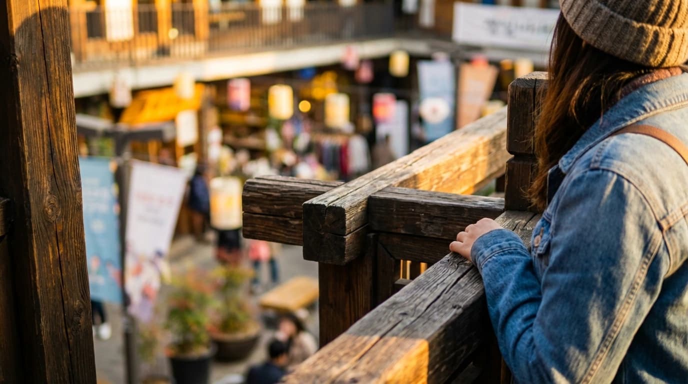 쌈지길 난간에서 중정을 내려다보며 인물 구도를 잡기 좋은 인사동 포토존