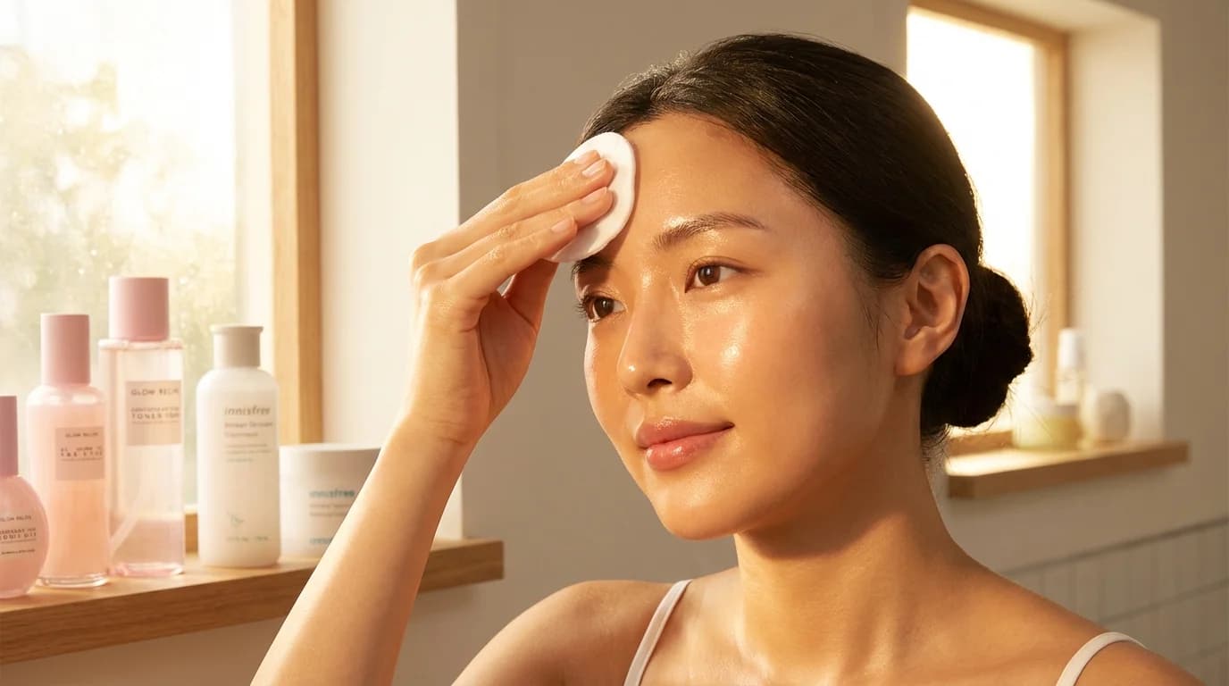 Correct way to use exfoliating toner pad for smooth skin texture in K-beauty routine