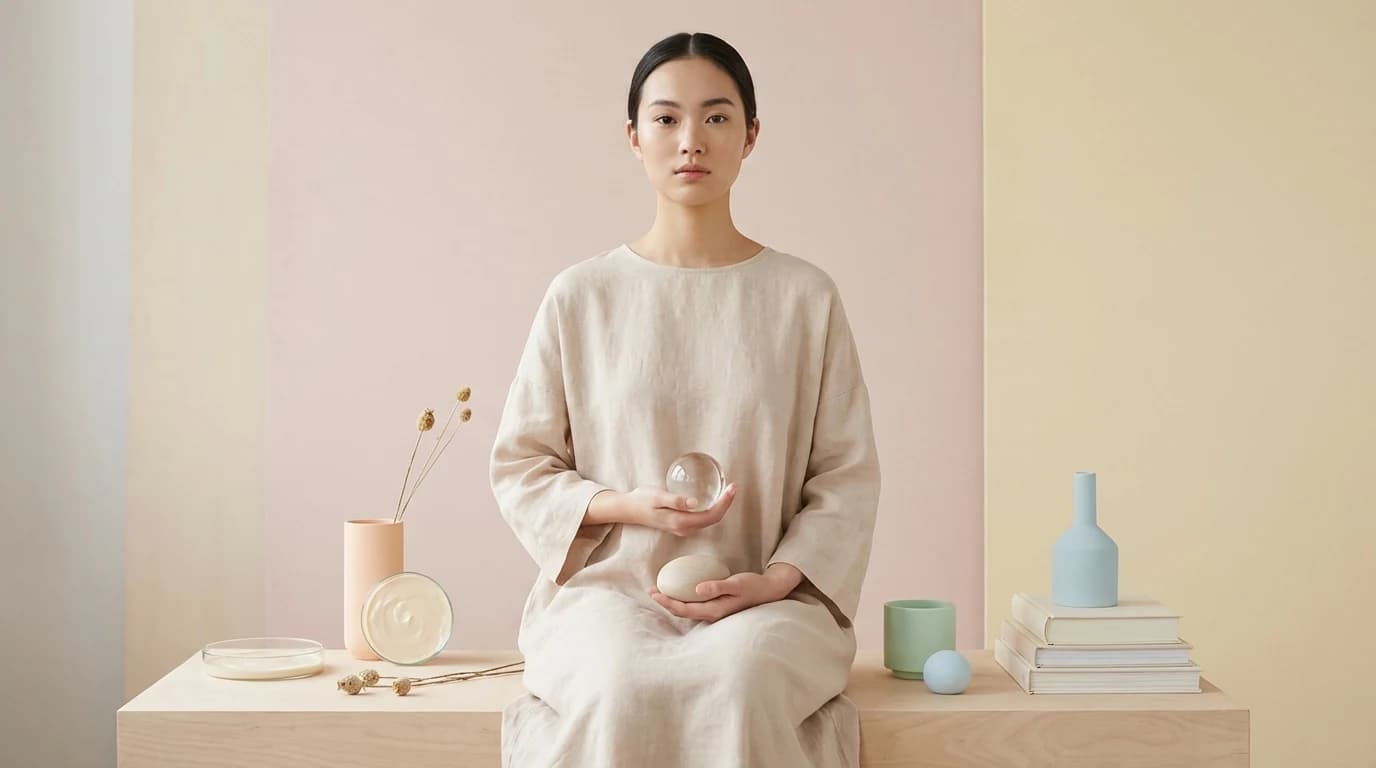 은은한 조명 아래 번들거림 없이 수분광만 남은 피부 결과 윤기 표현