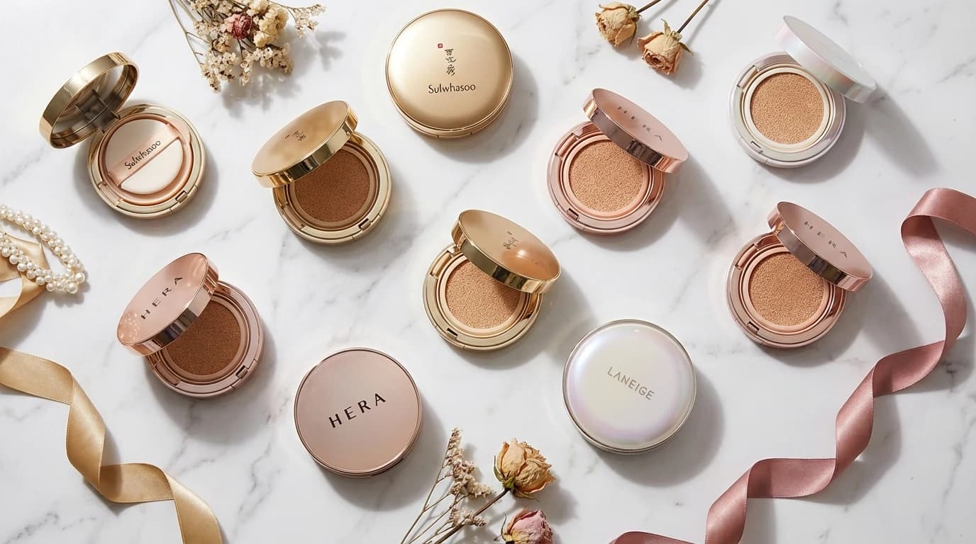 피부에 맞는 마감을 고른 뒤 자연스럽게 완성된 쿠션 메이크업 룩
