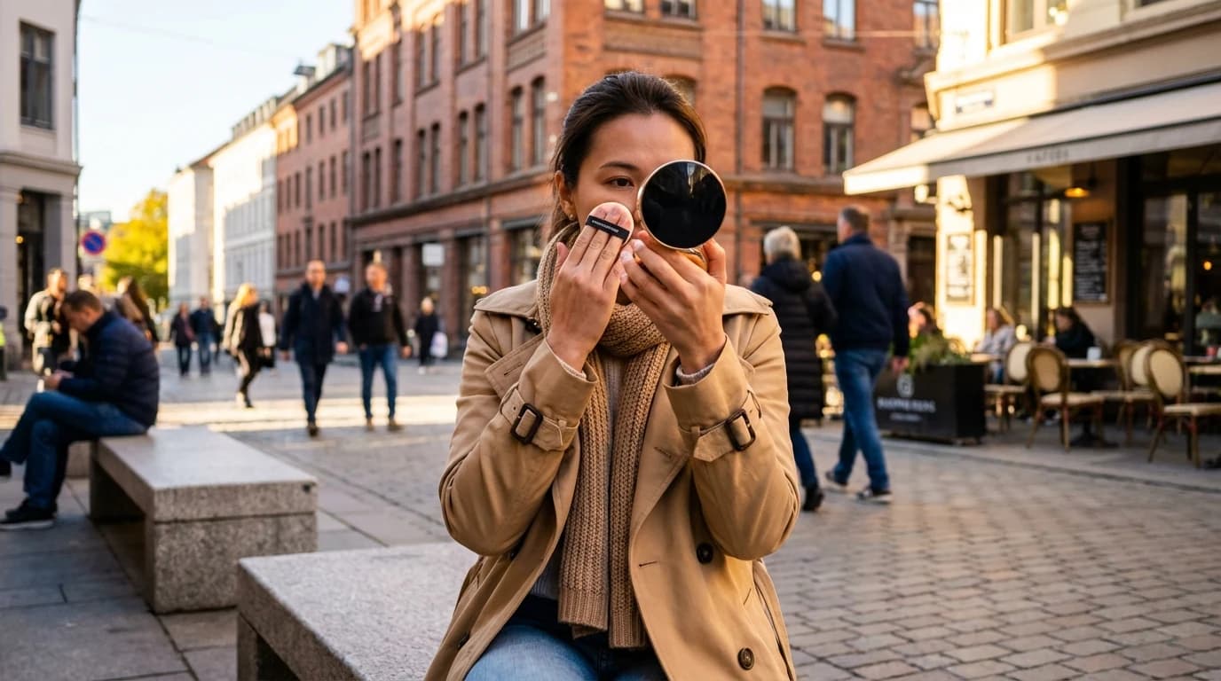 쿠션을 덧발라도 경계가 적은 수정 메이크업 장면