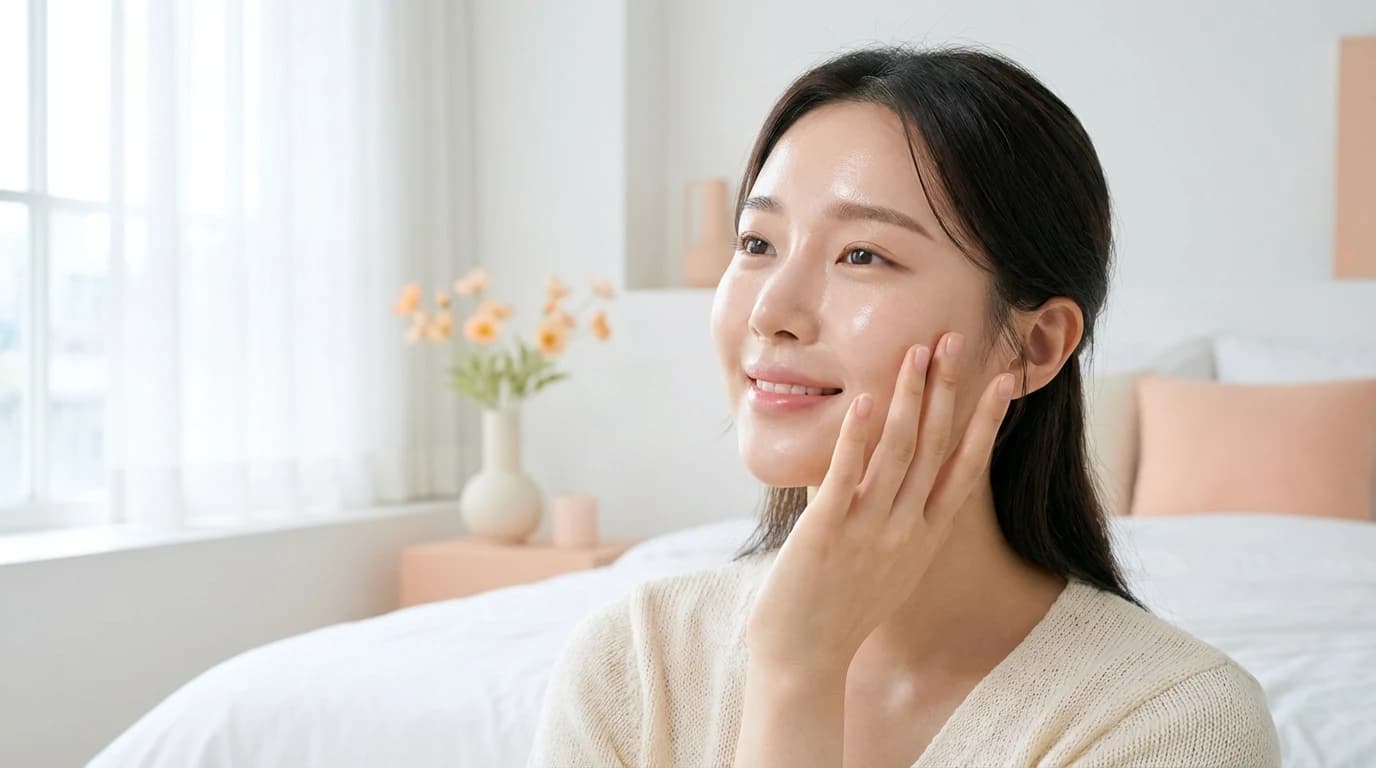 촉촉한 광채가 살아 있는 겨울 건성 베이스 피부 표현 클로즈업