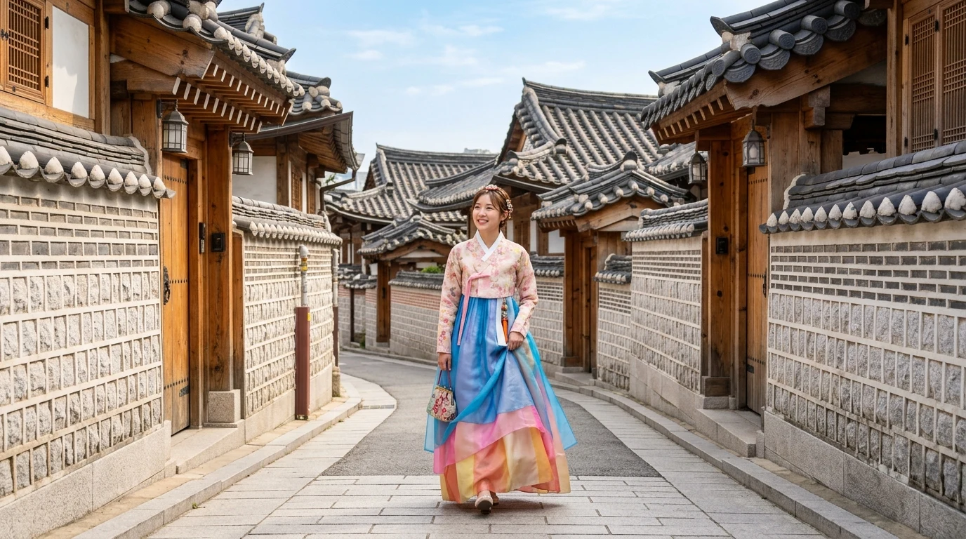 북촌 한옥 골목에서 한복 사진과 산책을 함께 즐기기 좋은 장면