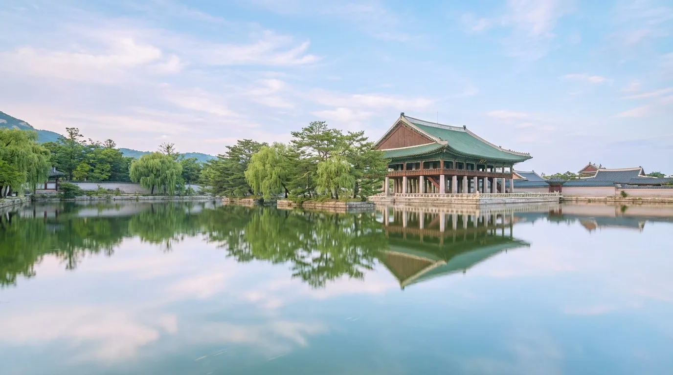 경회루 야간 사진 전 분위기를 가늠하기 좋은 연못 반사 장면