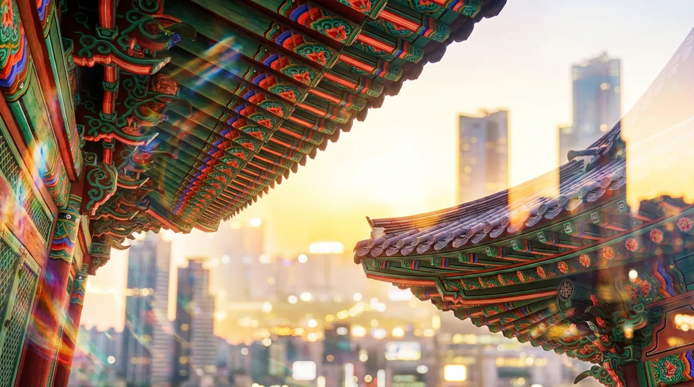 Traditional Seoul mood image used as reference for virtual hanbok try-on scenes