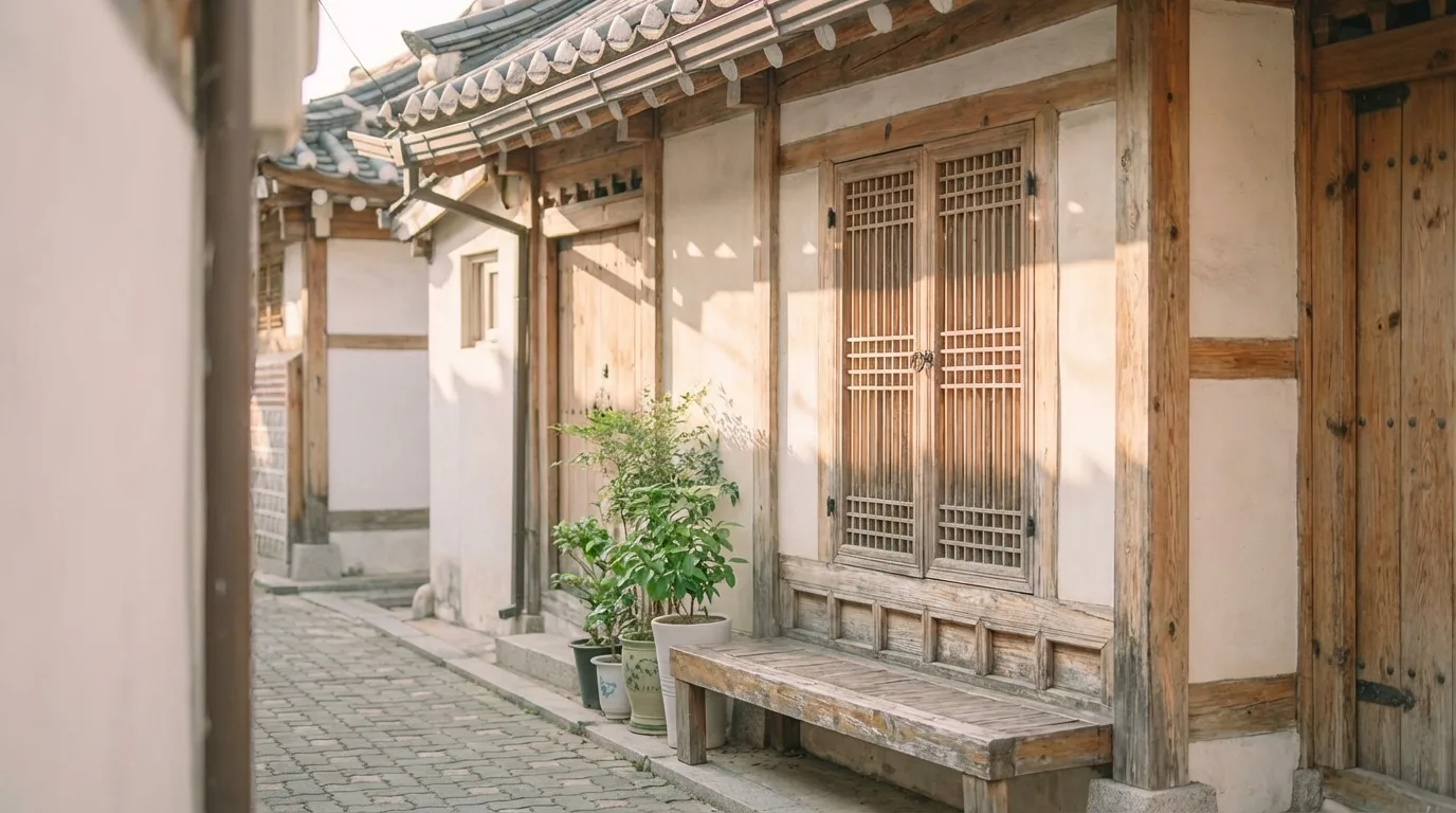 Quiet residential lane on a slower walk near Gyeongbokgung Palace