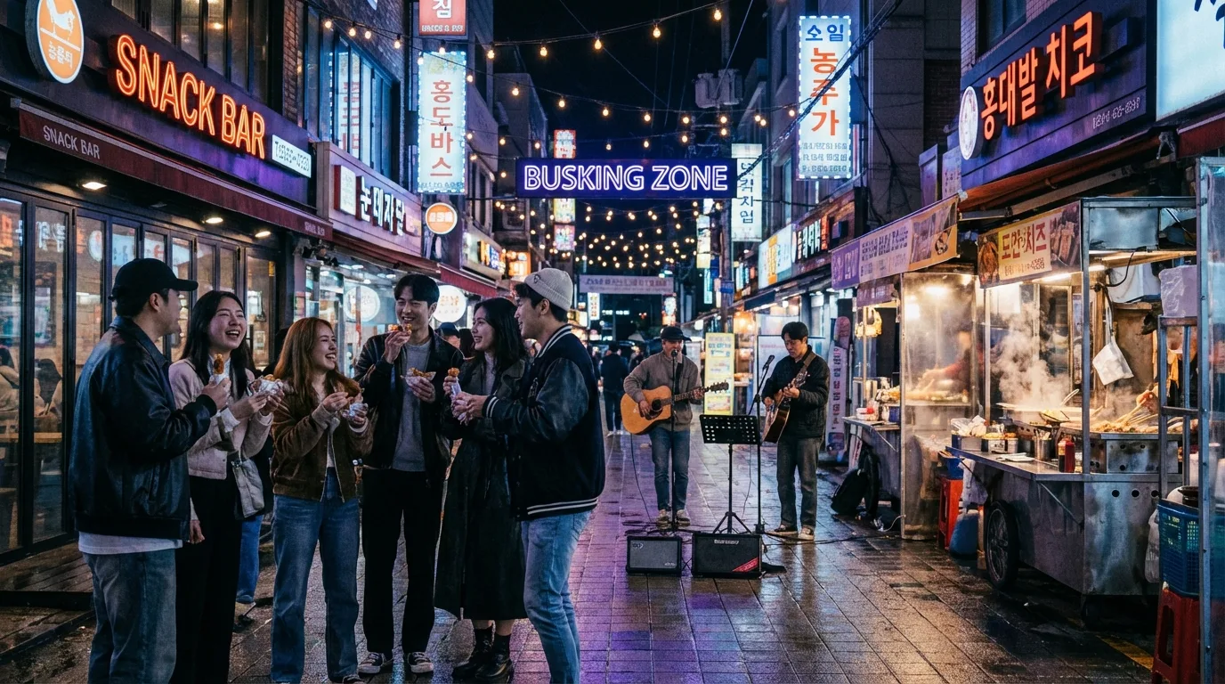 Photo background contrast showing Hongdae vs Seongsu street fashion mood