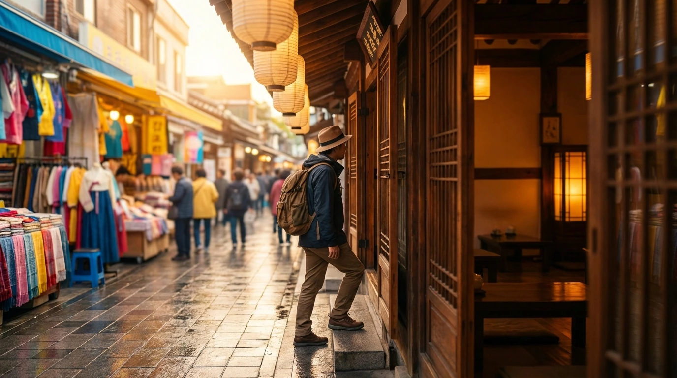 공예 거리 산책 뒤 들어가기 좋은 인사동 전통 찻집 입구와 서울 여행 코스 분위기