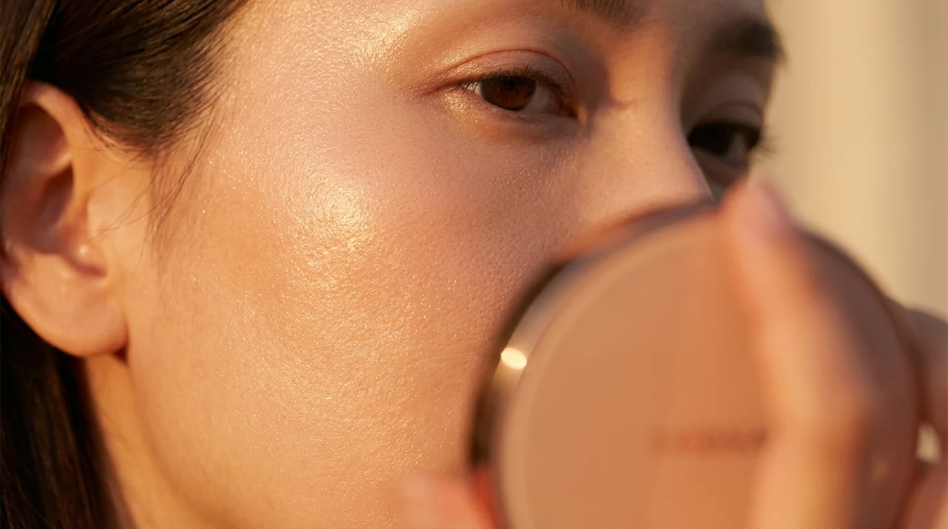 Radiant glow cushion finish sitting comfortably on dry skin texture
