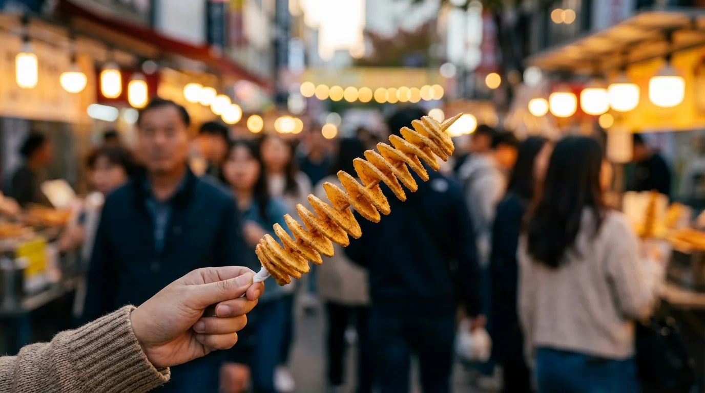 명동 길거리 음식을 즐기는 관광객 풍경