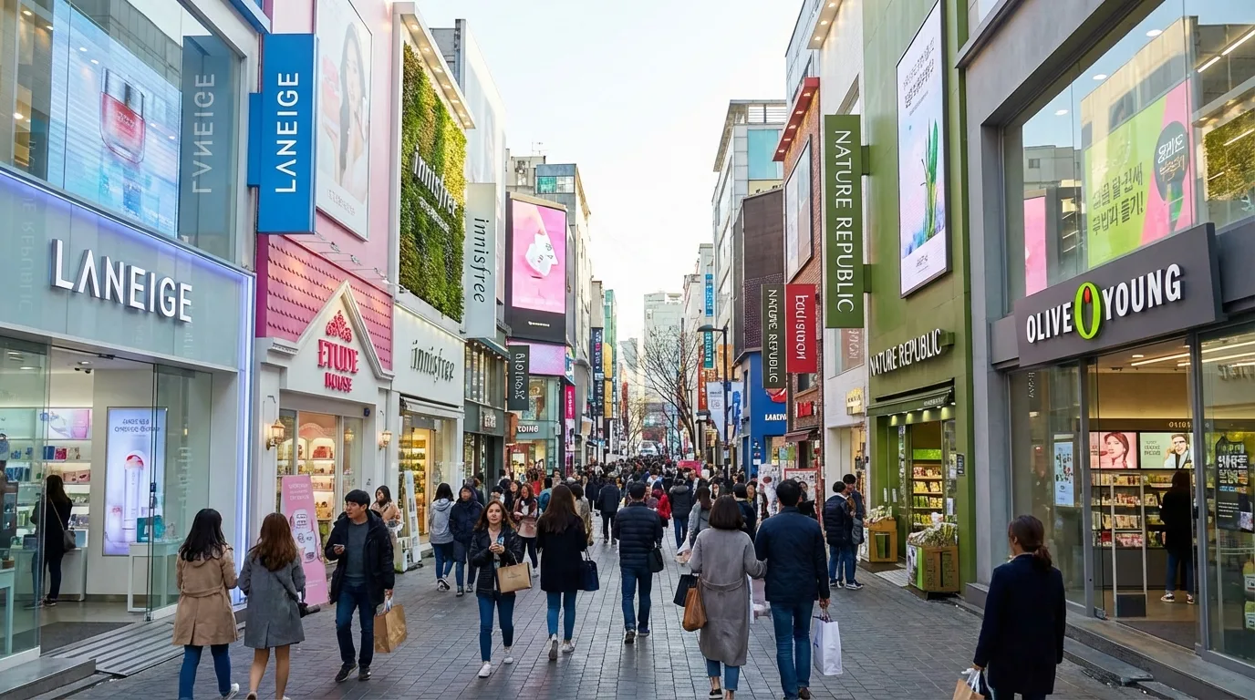 명동 화장품 매장이 밀집된 K-뷰티 비교 쇼핑 구간