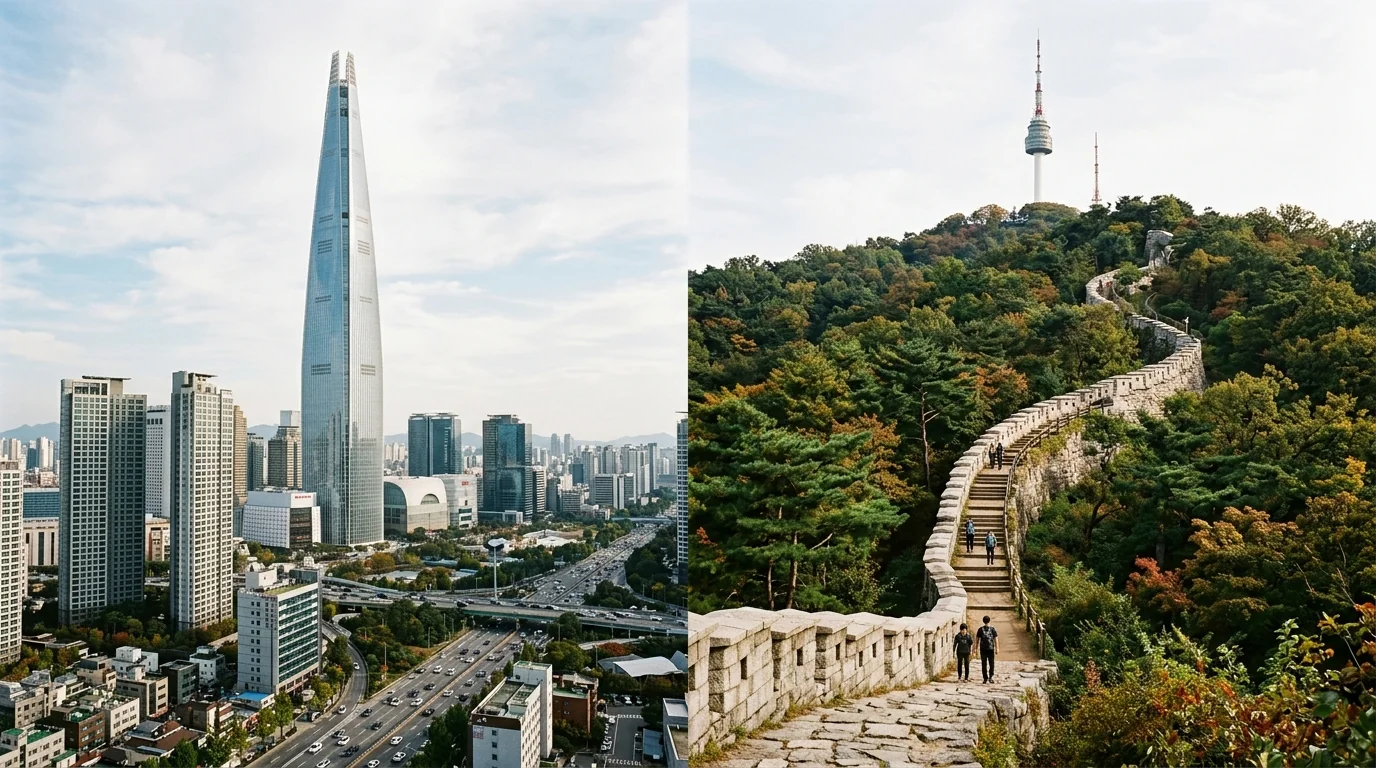 남산 N서울타워 사랑의 자물쇠와 야간 보케 분위기