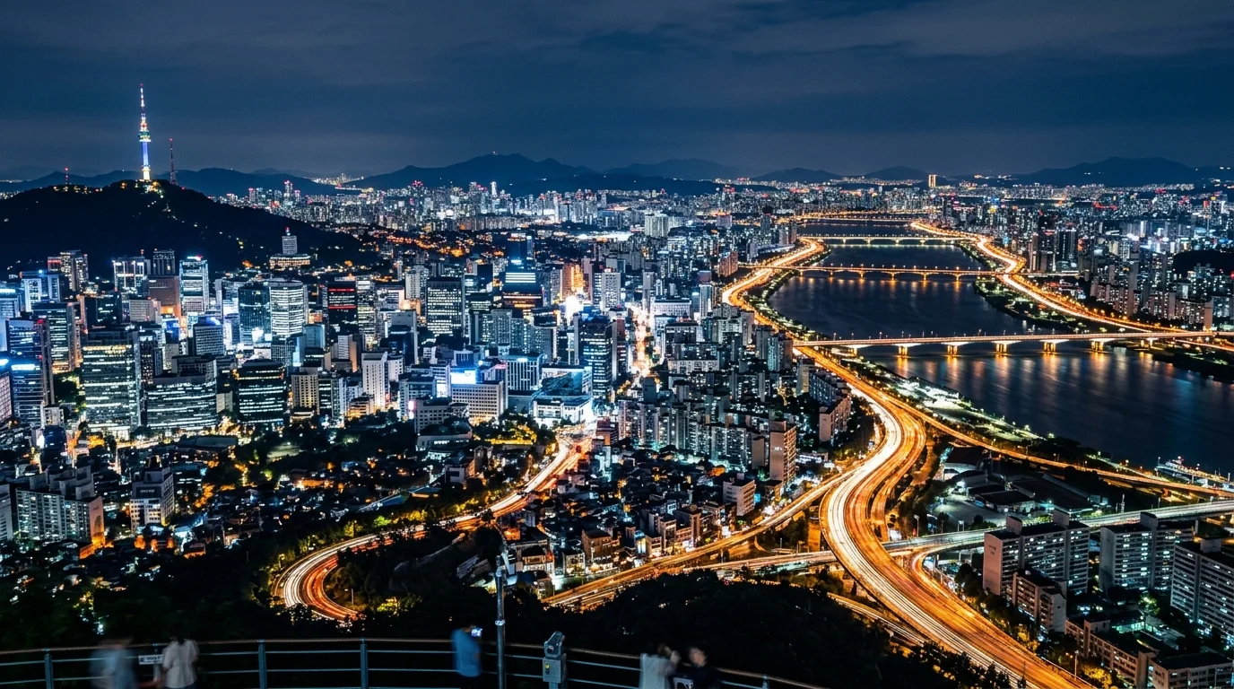 Seoul cityscape from Namsan with layered downtown lights