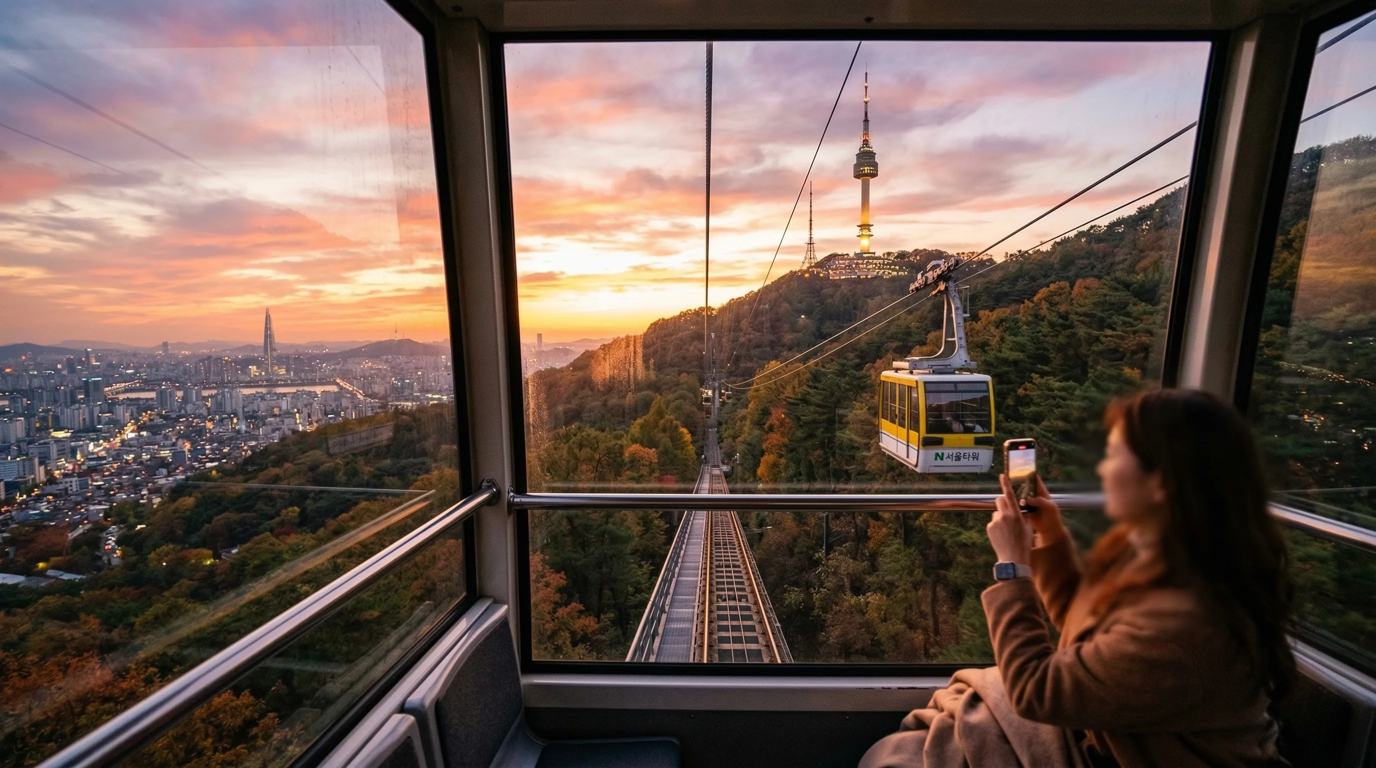남산 케이블카에서 바라본 서울 도심 전경  야경 스냅 사진 명소