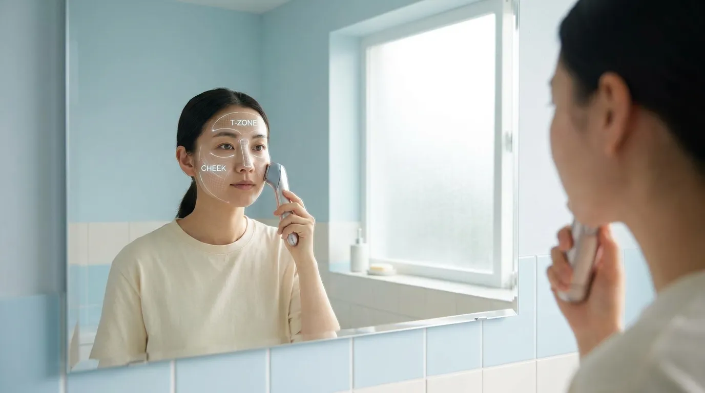 Olive Young shopping guide showing skin analysis and concern mapping