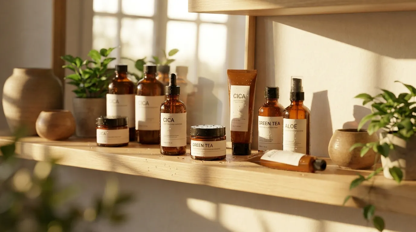 Soothing and moisturizing essentials in Olive Young skincare section