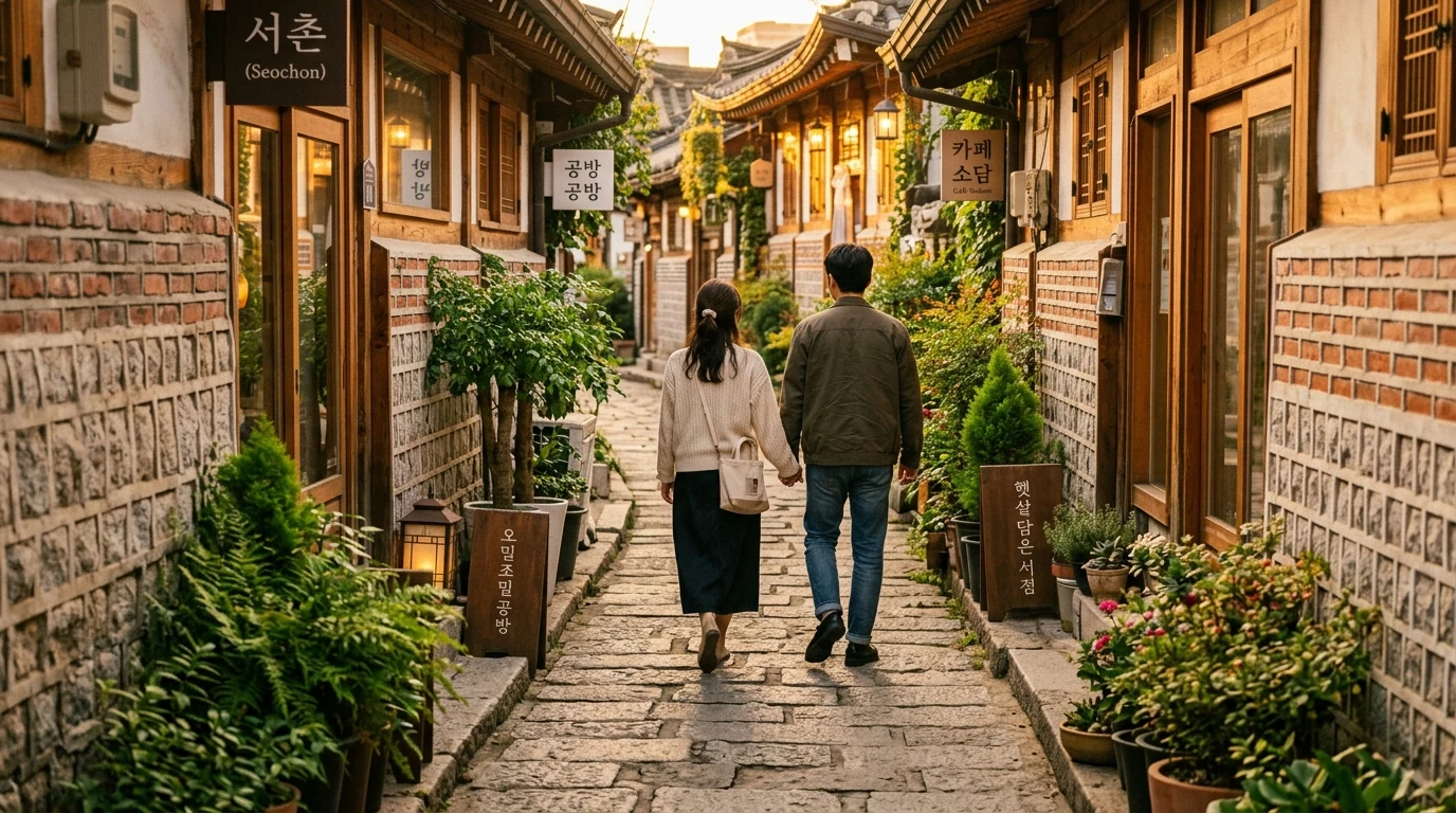 낮은 담장과 작은 가게가 이어지는 서촌 골목 산책의 느린 서촌 데이트 분위기