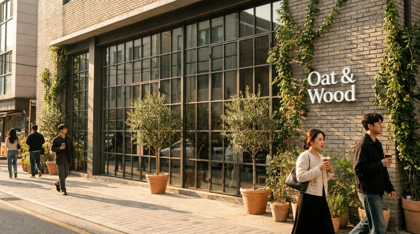 성수동 카페 거리에서 외관과 골목 산책 흐름이 함께 보이는 장면