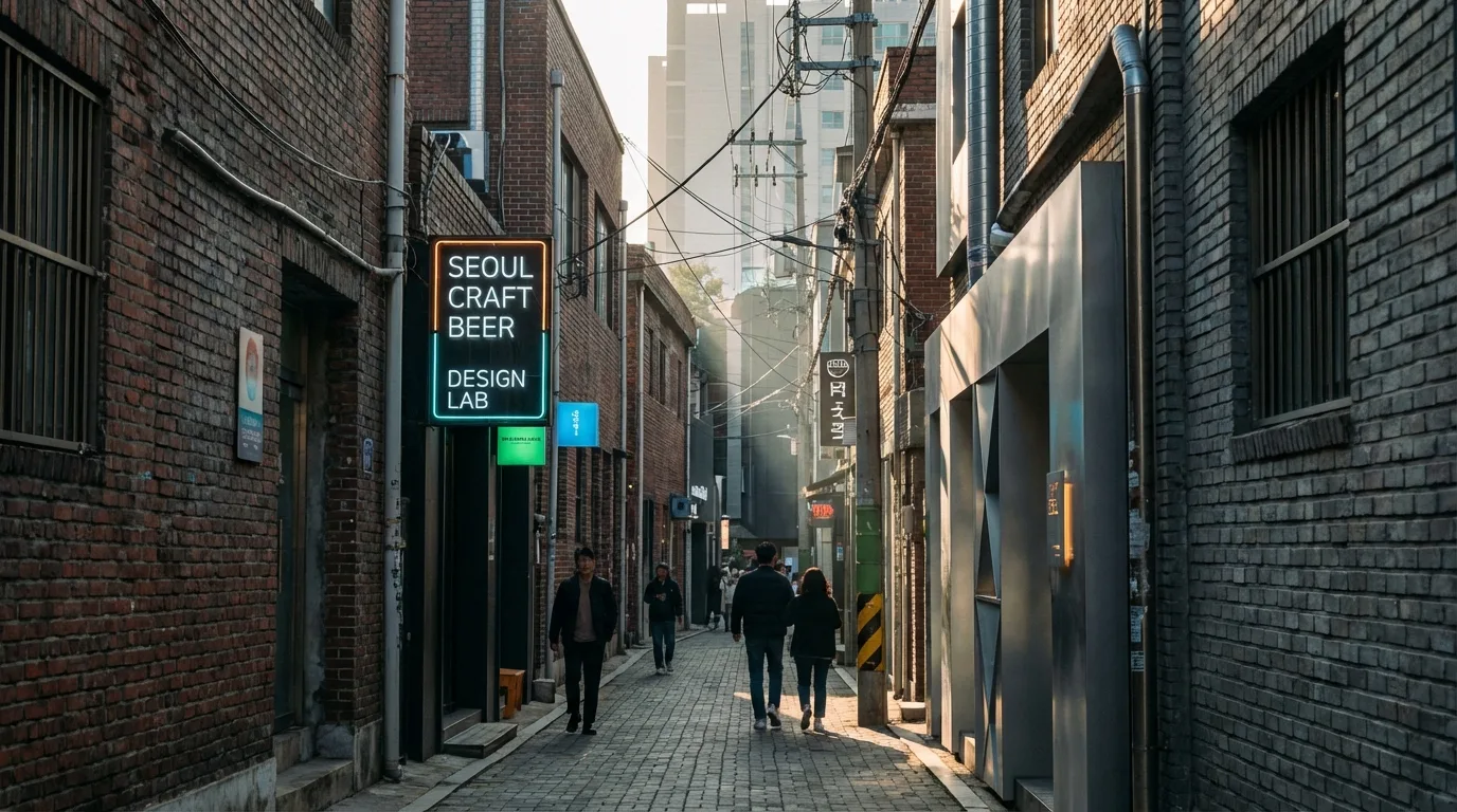 Brick buildings and a quieter industrial alley walk in Seongsu-dong