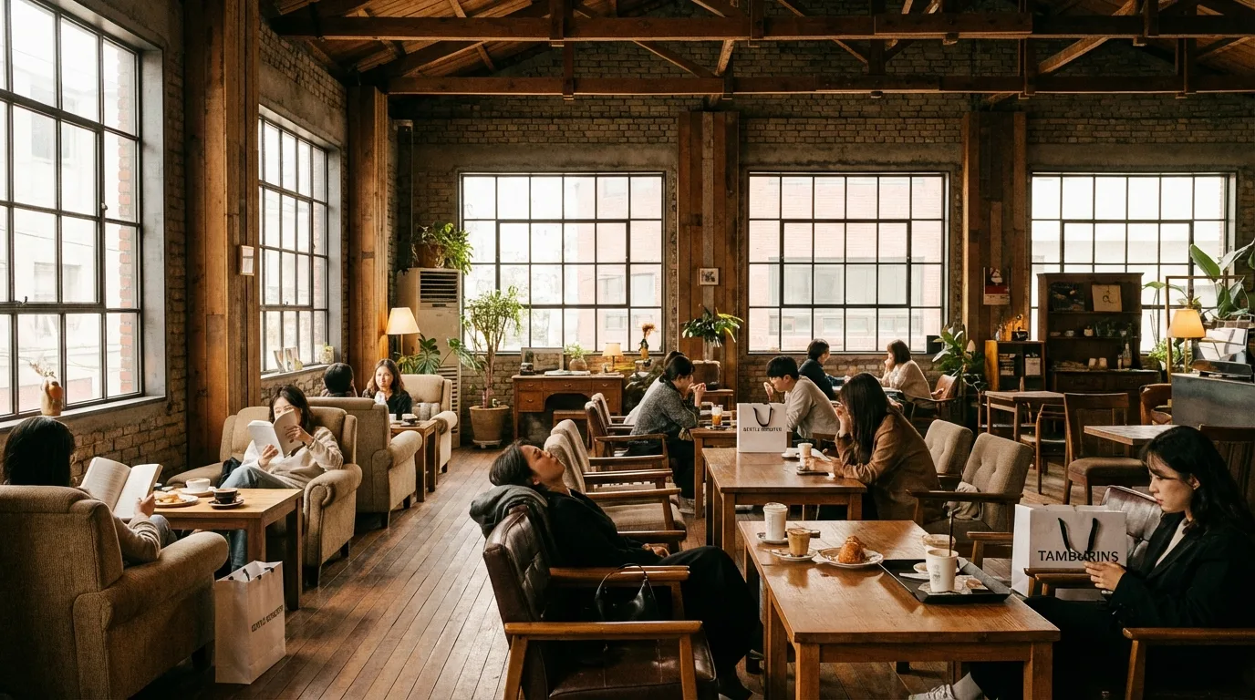 성수동 팝업 투어 중 쉬어가기 좋은 카페 공간과 실내 분위기