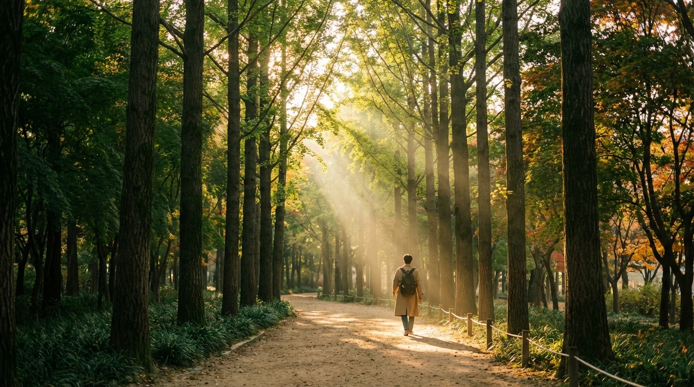 나무와 보행 리듬이 자연스럽게 이어지는 서울숲 산책로 사진 포인트