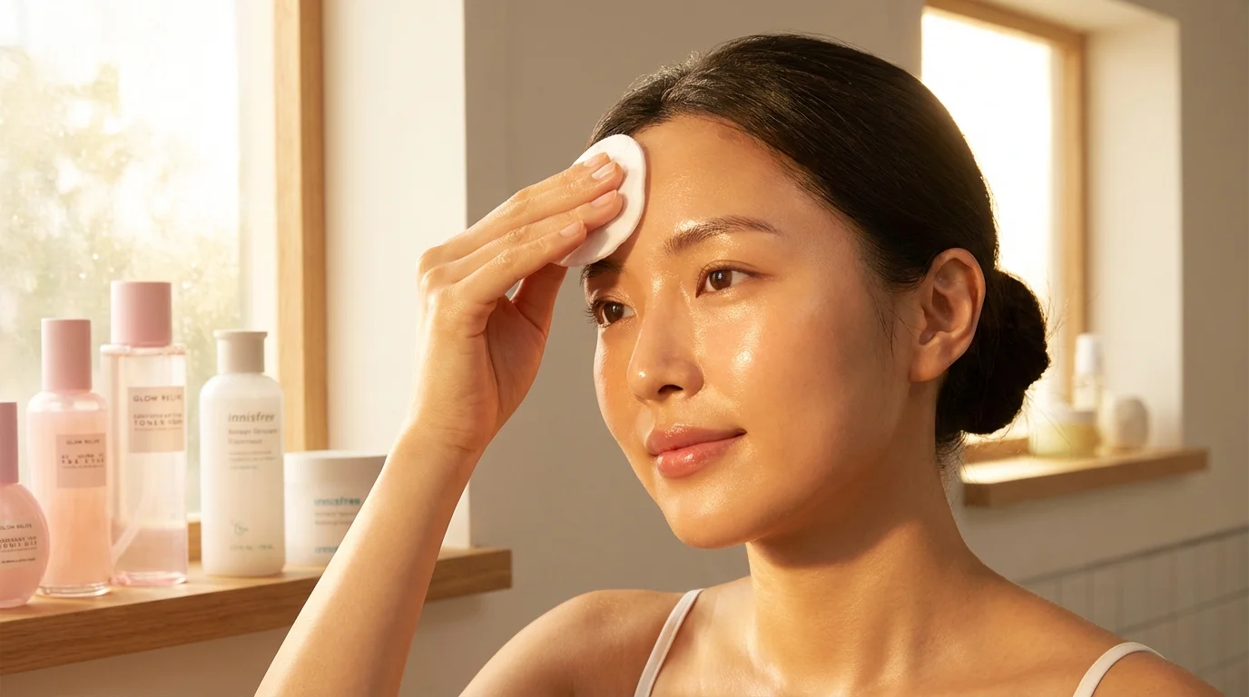 Correct way to use exfoliating toner pad for smooth skin texture in K-beauty routine